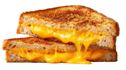 Melted cheese oozing from grilled cheese sandwich, golden crust, drool-worthy comfort food.