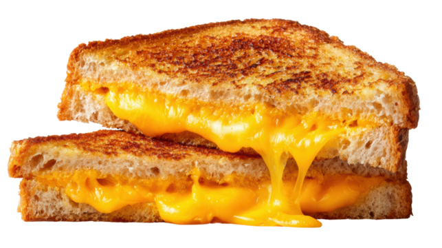 Melted cheese oozing from grilled cheese sandwich, golden crust, drool-worthy comfort food.