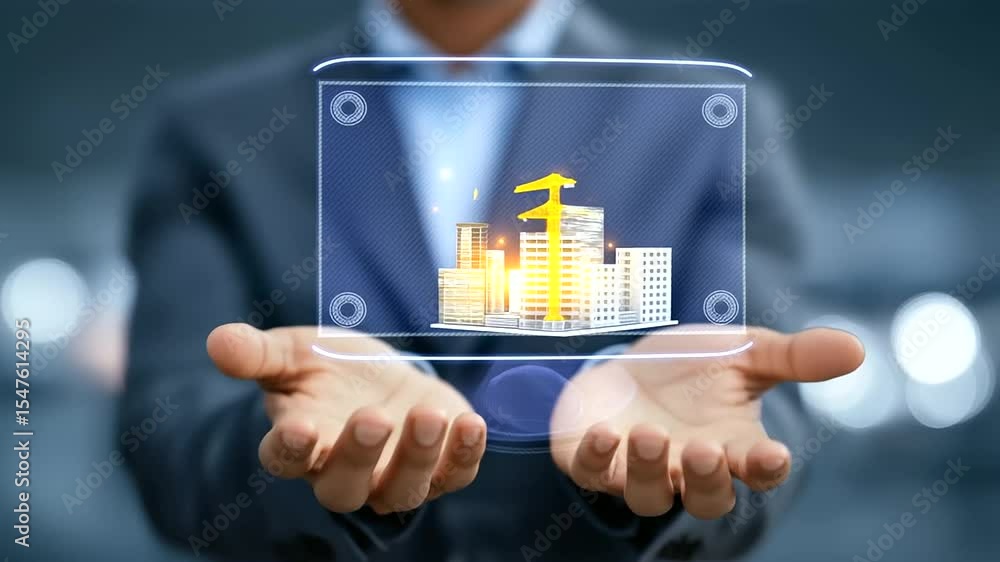 Poster dynamic visuals of real estate investment and development strategies being implemented.
