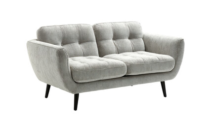 Obraz premium Modern grey sofa with comfortable cushions, perfect for stylish living spaces.