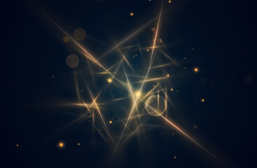 Golden glowing lights effects, abstract magic Illustration. Graphic concept for your design