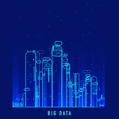 Abstract infographics visualization. Big data code representation. Futuristic network or business analytics. Graphic concept for your design.