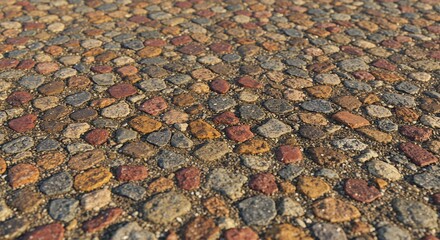 Cobblestone Pavement Texture: A Detailed Close-Up of Multicolored Stones