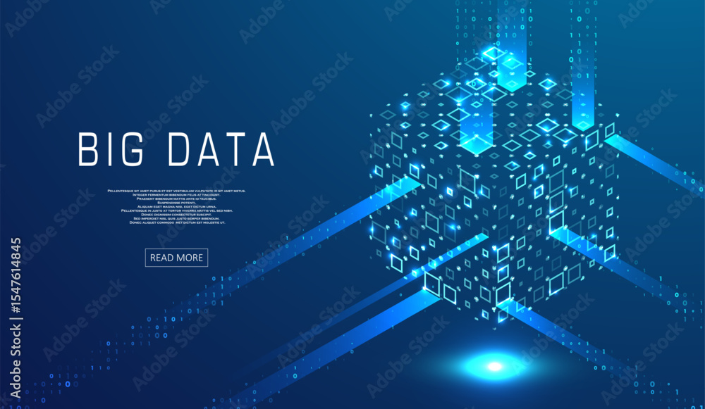 Poster abstract big data visualization. big data code representation. futuristic network or business analyt
