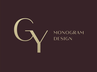 GY letter logo icon design. Classic style luxury initials monogram.