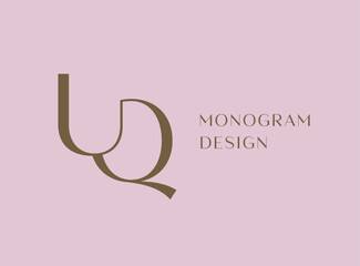 UQ letter logo icon design. Classic style luxury initials monogram.