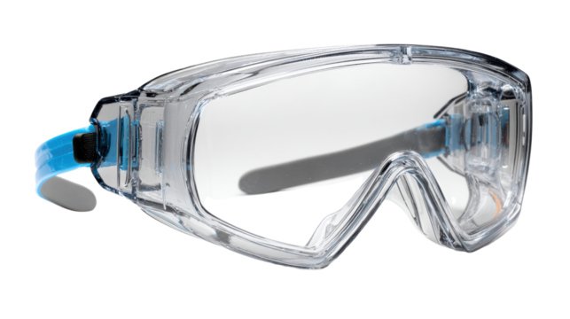 Safety goggles for protection, transparent, isolate background