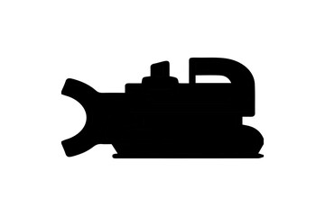 The roller features a large cylindrical drum at the front used for compacting surfaces, a cabin at the top with a window cutout, and a rear section that balances the vehicle