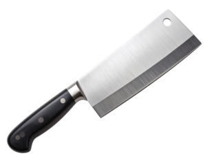 Top View of Stainless Steel Meat Cleaver with Shadow, Transparent PNG