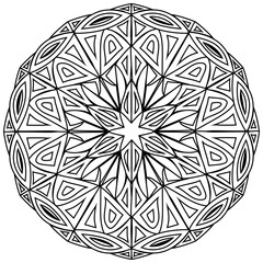 Mandala 379, ethnic, swirl pattern, object isolated on white background. Coloring page 438, hand drawn, vector.