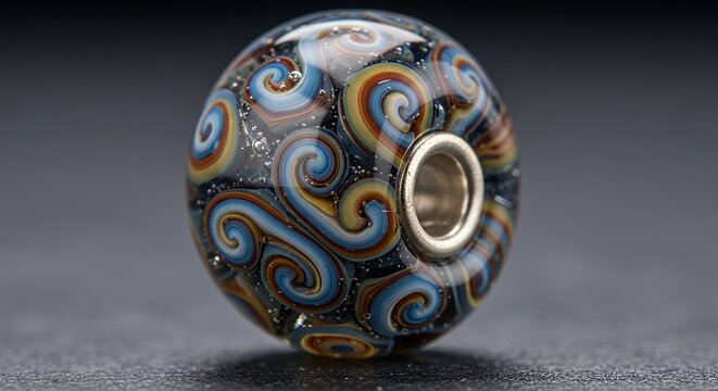 Intricate Swirl Glass Bead: A Macro Photography Masterpiece