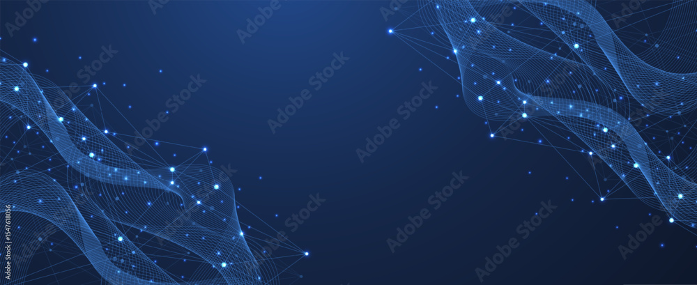 Aufkleber Global network connection concept. Big data visualization. Social network communication in the global computer networks. Internet technology. Business. Science. Vector illustration
