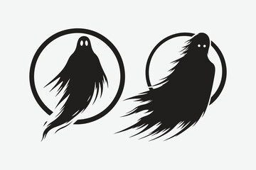 black silhouette of ghost. vector