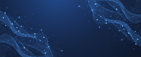 Global network connection concept. Big data visualization. Social network communication in the global computer networks. Internet technology. Business. Science. Vector illustration