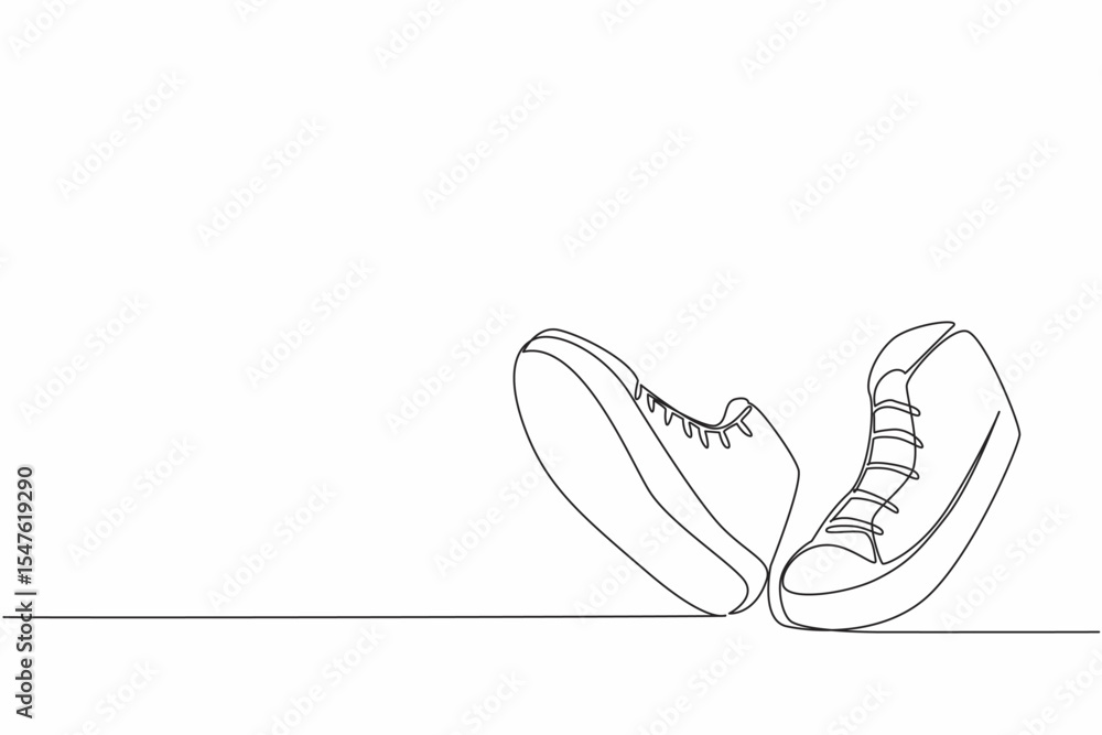 Aufkleber continuous one line drawing a pair of sneakers like walking. very comfortable to use for walking or 