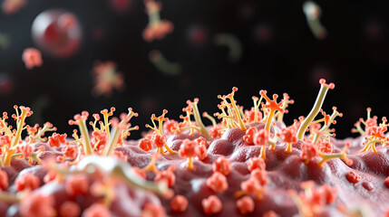 Antibiotic resistant bacteria in a biofilm, 3D illustration