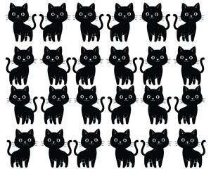 Adorable Black Cat Pattern for Children's Design Backgrounds and Apparel
