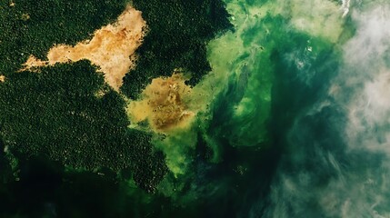 A satellite view of the Amazon rainforest disappearing 