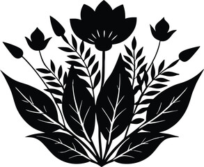 Botanical Sketch Style Plant Silhouette, Hand Drawn Botanical Line Art