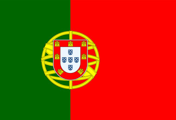 Vector illustration of Portugal flag showcasing the iconic shield and traditional colors.