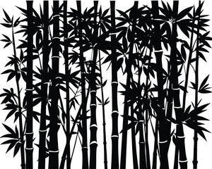 Dense Bamboo Grove Nature Silhouette, Bamboo Forest Jungle Scene