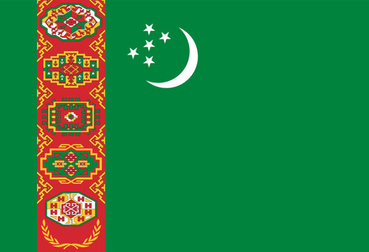 National flag of Turkmenistan. Flat vector illustration.