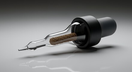 Precision Glass Dropper with Brown Granules, 3D Rendered Product Shot