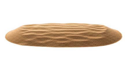 Isolated mound of fine tan sand with distinct ripples against a dark background for versatility.
