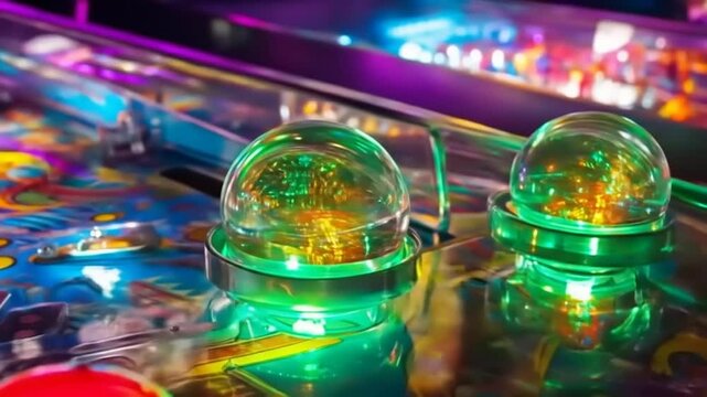 Illuminated Pinball Machine Closeup.