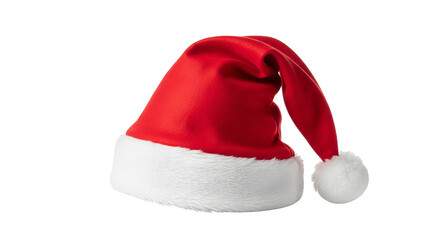 Festive image depicting a vibrant red and white Santa hat, evoking a cheerful holiday mood