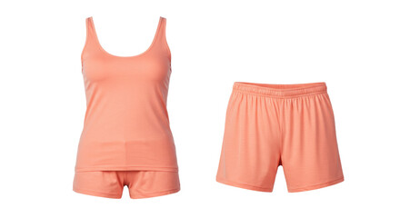 Coral Sleeveless Top and Shorts Pajama Set.