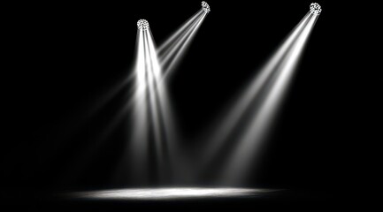 Three spotlights illuminate a dark stage (1)