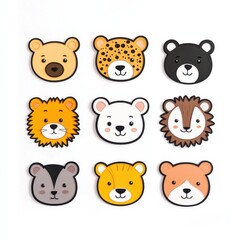 Fototapeta premium Fun Animal Faces for Creative Design Projects and Crafts
