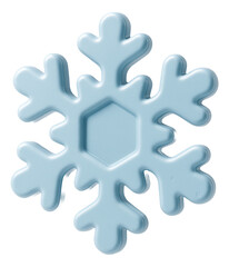 Obraz premium Glossy light blue snowflake-shaped sticker with a smooth surface design, perfect for winter-themed promotions on transparent background.