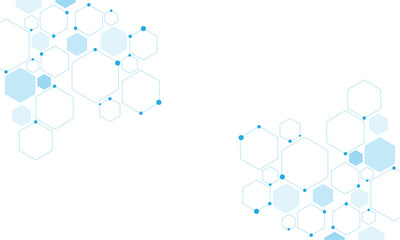Science network pattern blue Hexagonal abstract background. Big Data Visualization structure elements . Health care and science medical pattern innovation. Template design with concept Dots and lines.