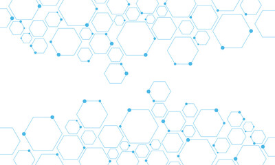 Science network pattern blue Hexagonal abstract background. Big Data Visualization structure elements . Health care and science medical pattern innovation. Template design with concept Dots and lines.