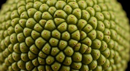 Macro Close-up of a Green, Spiky, Geometric Fruit Surface