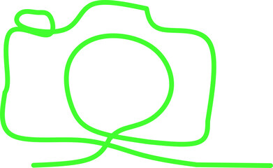 continuous line drawing of a camera on a white background. Minimalist and creative design perfect for themes of photography, media, art, and creativity.