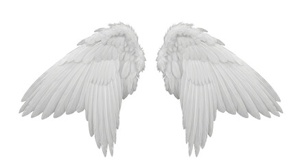 A pair of majestic white angel wings unfurl, radiating ethereal beauty and a sense of soaring