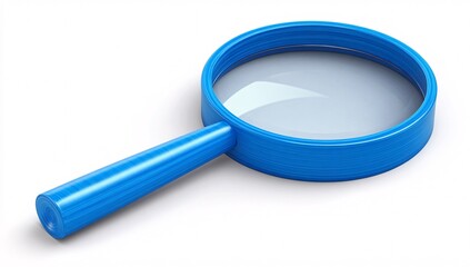 Blue Magnifying Glass on White Background
