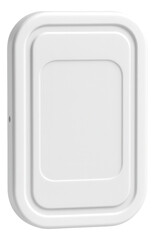 Minimalist white rectangular switch plate with rounded edges, ideal for modern interior designs.