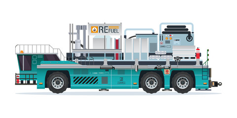 Airport Refuel Liquid Oil Tanker Petroleum truck 3D vector Illustration