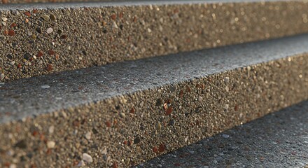 Close-up of Textured Terrazzo Steps Basking in Golden Sunlight