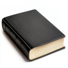 Black Closed Hardcover Book Isolated on White Background