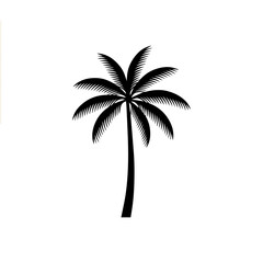 Obraz premium Minimalist Black Palm Tree Silhouette on White Background