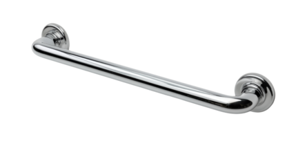 Chrome grab bar with rounded ends, isolated on white background.