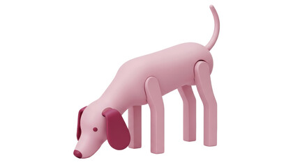 Isolated Wooden Dog Toy