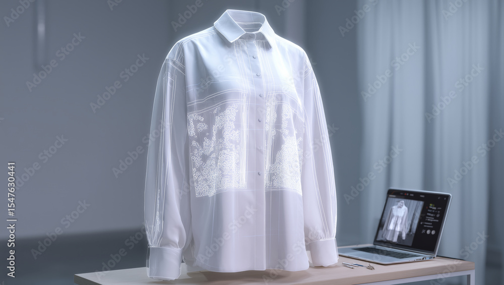 Poster this display features a cutting-edge shirt made from nanofabric, illuminating innovative textile des
