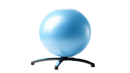 Exercise ball on a stand, white isolate background.