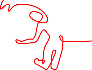 Abstract  line drawing of a person in motion, minimalistic and playful design symbolizing activity, sports, and creativity on a clean, white background.